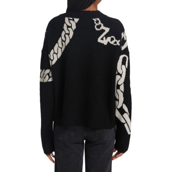 Zadig & Voltaire Womens Starry Chaine Cashmere Sweater Crew Neck Black Size XS - Picture 2 of 8